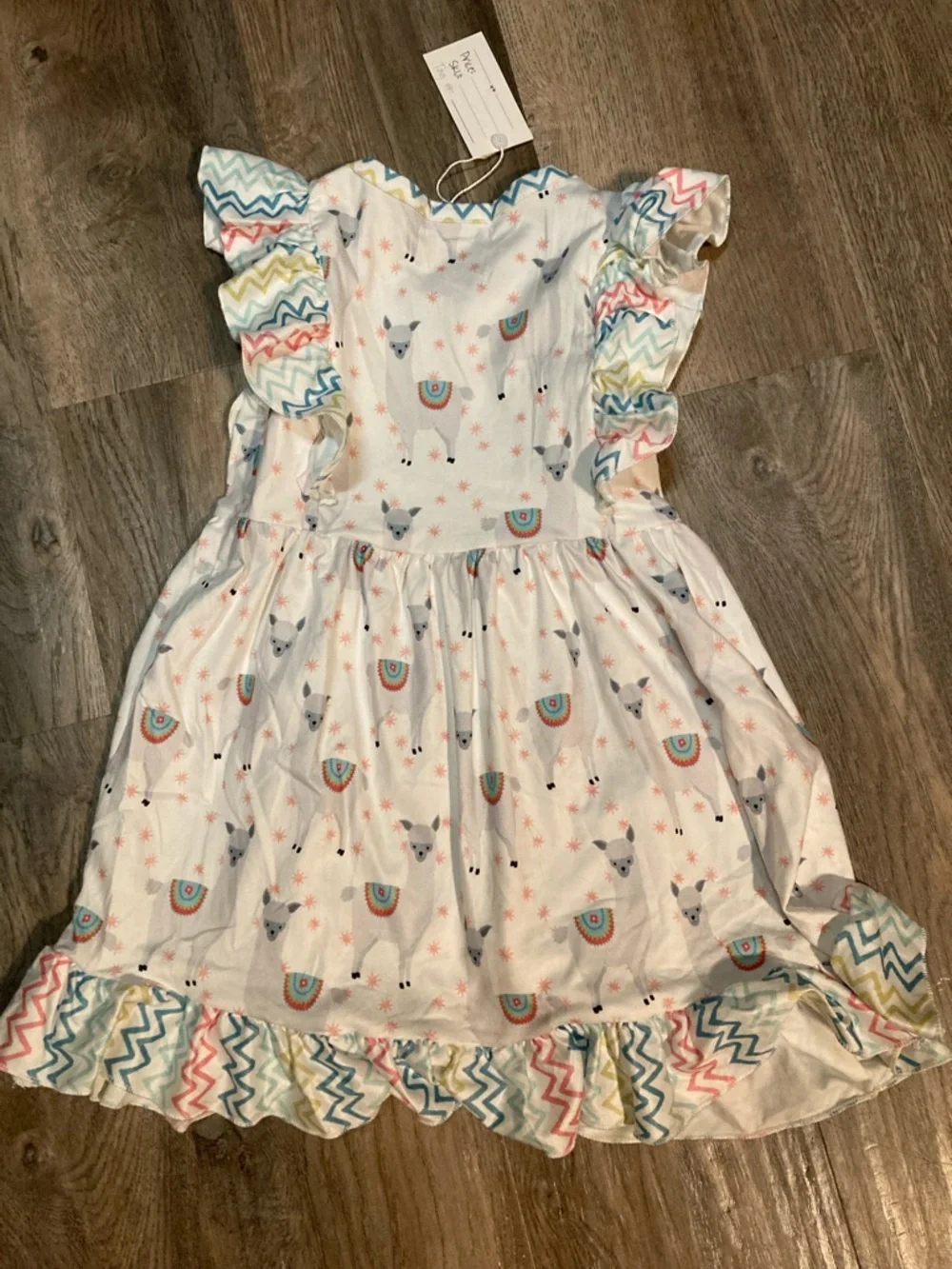 Pete + Lucy Flutter Sleeve Dress Llamas - Picture 2 of 4